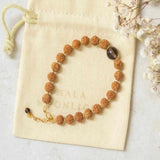 6mm Brown Rudraksha 10mm Smoky Quartz Bracelet 14K Chain Seven Chakras