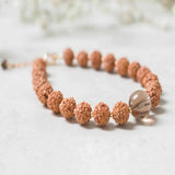 6mm Brown Rudraksha 10mm Smoky Quartz Bracelet 14K Chain Seven Chakras