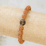 6mm Brown Rudraksha 10mm Smoky Quartz Bracelet 14K Chain Seven Chakras