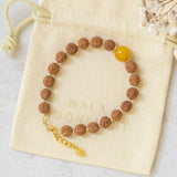 6mm Brown Rudraksha 10mm Yellow Calcite 14K Fill Bracelet Taseel Calming