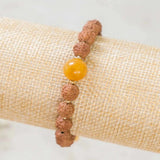 6mm Brown Rudraksha 10mm Yellow Calcite 14K Fill Bracelet Taseel Calming