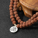 6mm Brown Round Rudraksha Beads Tibet Silver Bracelet Mental Wristband