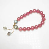 Labradorite & Strawberry Quartz Round Bracelet 14kgp for Women