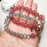 Labradorite & Strawberry Quartz Round Bracelet 14kgp for Women