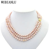 7-8mm Freshwater Pearl Necklace 3 Row Multicolor Female Four Seasons Collar T247