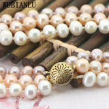 7-8mm Freshwater Pearl Necklace 3 Row Multicolor Female Four Seasons Collar T247