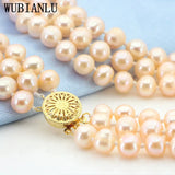 7-8mm Freshwater Pearl Necklace 3 Row Multicolor Female Four Seasons Collar T247