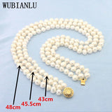7-8mm Freshwater Pearl Necklace 3 Row Multicolor Female Four Seasons Collar T247