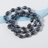 Freshwater Rice Pearl & Crystal Stretch Bracelet Gift Jewelry