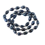 Freshwater Rice Pearl & Crystal Stretch Bracelet Gift Jewelry
