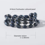 Freshwater Rice Pearl & Crystal Stretch Bracelet Gift Jewelry