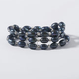 Freshwater Rice Pearl & Crystal Stretch Bracelet Gift Jewelry