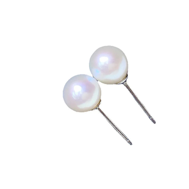 Freshwater Pearl Stud Earrings 7-8mm Women Jewelry
