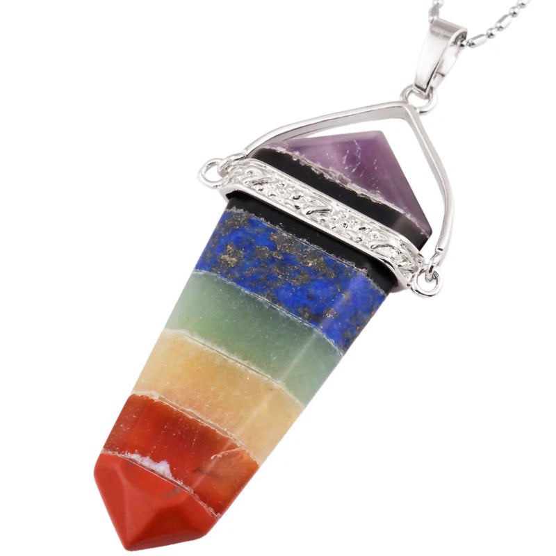 7 Chakra Stone Hexagon Pendant Pendulum Charms for Jewelry Making
