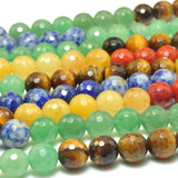 7 Chakra Stones Faceted Round Loose Beads DIY Jewelry Making