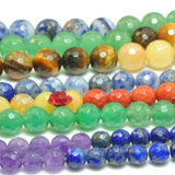 7 Chakra Stones Faceted Round Loose Beads DIY Jewelry Making