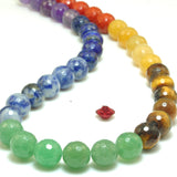 7 Chakra Stones Faceted Round Loose Beads DIY Jewelry Making