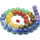 7 Chakra Stones Faceted Round Loose Beads DIY Jewelry Making