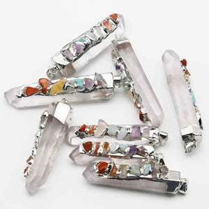 7 Stone Crystal Pillar Pendant Necklace Charm DIY Jewelry 4Pcs