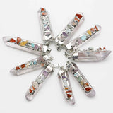 7 Stone Crystal Pillar Pendant Necklace Charm DIY Jewelry 4Pcs