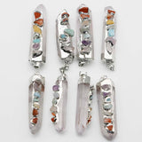 7 Stone Crystal Pillar Pendant Necklace Charm DIY Jewelry 4Pcs