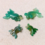 Natural 7A Agate Fish Hand-Carved Red Green Jade Pendant