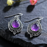 8*10MM Amethyst Earrings 925 Silver Retro Style Ear Jewelry Gift
