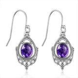 8*10MM Amethyst Earrings 925 Silver Retro Style Ear Jewelry Gift
