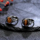Tiger's Eye Stone Flower Ring 925 Silver Women Gift Jewelry