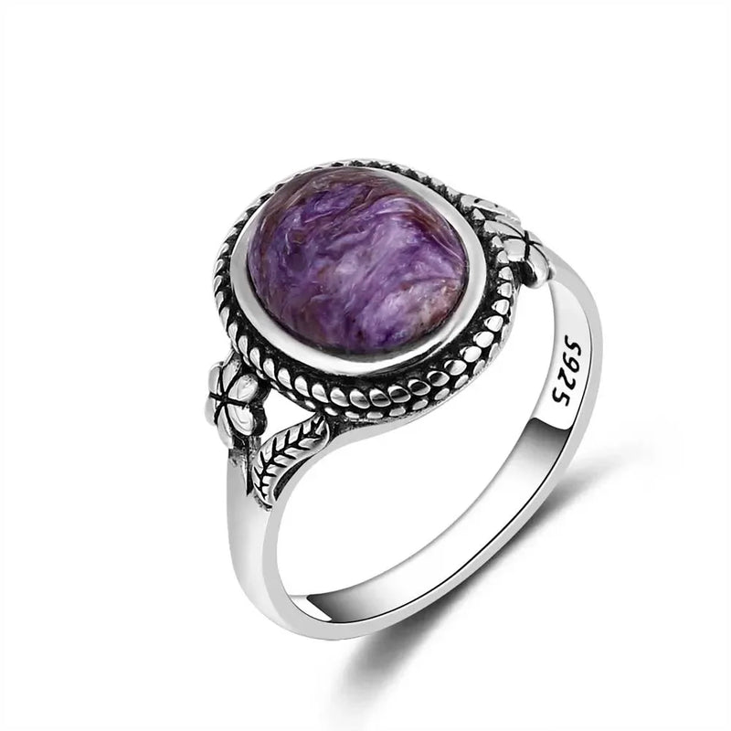 Tiger's Eye Stone Flower Ring 925 Silver Women Gift Jewelry