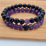 8/10mm Amethyst & Agate Round Gemstone Bracelet
