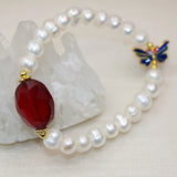 Freshwater Pearl Bracelet Flower Cloisonne Clasp Hot Jewelry