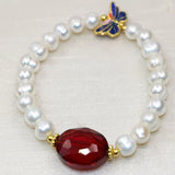 Freshwater Pearl Bracelet Flower Cloisonne Clasp Hot Jewelry