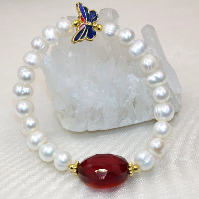 Freshwater Pearl Bracelet Flower Cloisonne Clasp Hot Jewelry