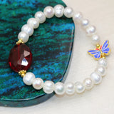 Freshwater Pearl Bracelet Flower Cloisonne Clasp Hot Jewelry