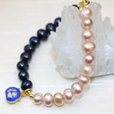 Orange Freshwater Pearl Bracelet 7.5in Cloisonne Jewelry