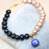 Orange Freshwater Pearl Bracelet 7.5in Cloisonne Jewelry