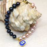 Orange Freshwater Pearl Bracelet 7.5in Cloisonne Jewelry