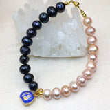 Orange Freshwater Pearl Bracelet 7.5in Cloisonne Jewelry