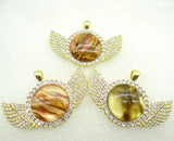 Natural 8PC Stone Quartz Crystal Round Shaped Pendant for Diy Jewelry Making