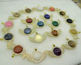 Natural 8PC Stone Quartz Crystal Round Shaped Pendant for Diy Jewelry Making