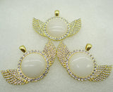 Natural 8PC Stone Quartz Crystal Round Shaped Pendant for Diy Jewelry Making