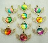 Natural 8PC Stone Quartz Crystal Round Shaped Pendant for Diy Jewelry Making