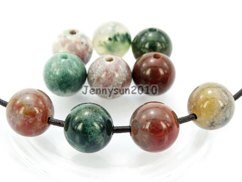 8mm Indian Ag-ate Big Hole Round Beads for Jewelry Making 100Pcs