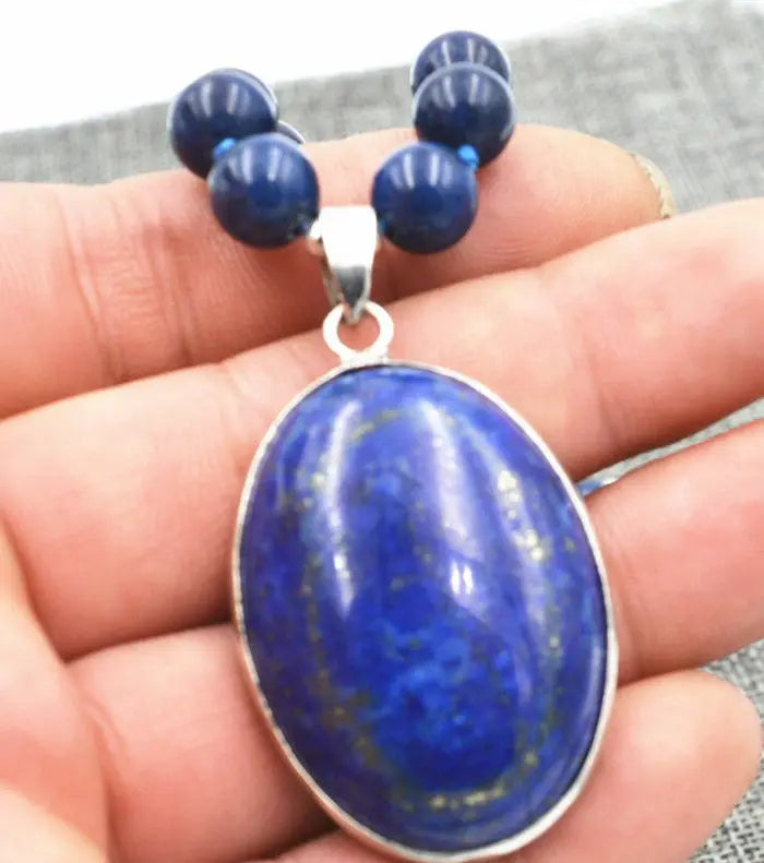 Lapis Lazuli Gemstone Pendant Necklace 18''