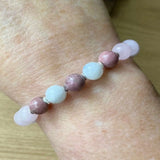 8mm Moonstone Rose Quartz Rhodochrosite Bracelet Chakra Tassel Healing