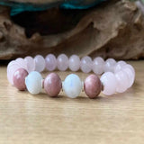 8mm Moonstone Rose Quartz Rhodochrosite Bracelet Chakra Tassel Healing