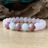 8mm Moonstone Rose Quartz Rhodochrosite Bracelet Chakra Tassel Healing