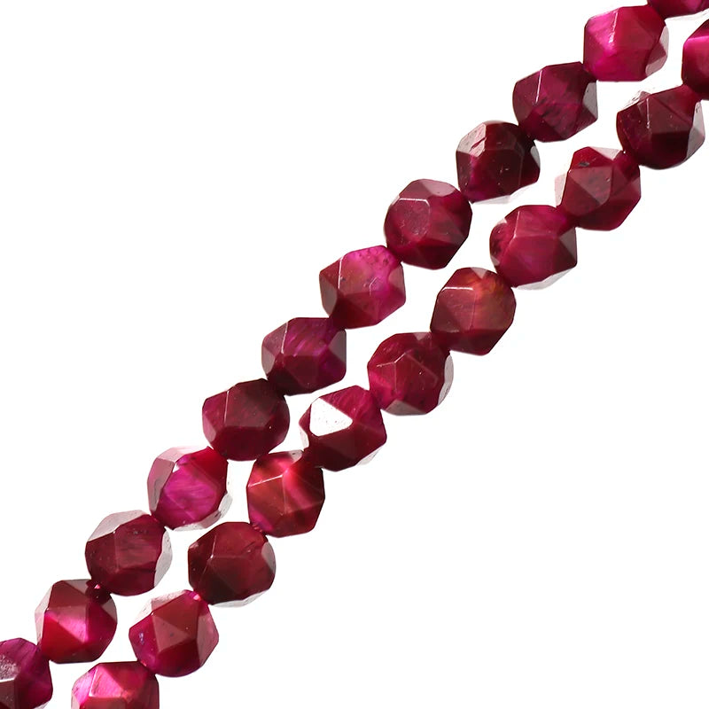 8mm Rose Tiger Stone Faceted Beads 14inch for Jewelry Making