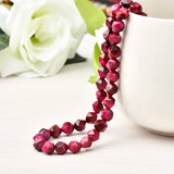 8mm Rose Tiger Stone Faceted Beads 14inch for Jewelry Making